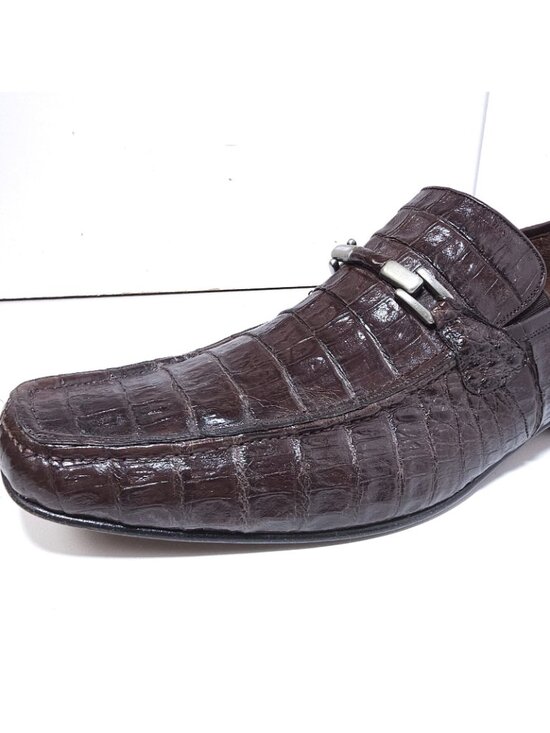Los Altos Caiman Crocodile Belly Loafers – Brown, Size 13 main image 14